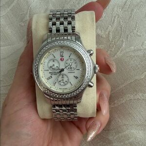 Michele Stainless Steel Jetway Watch with .50 cts around face